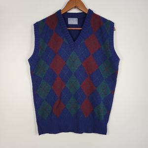 Vtg Le Tigre Men's Size Large Diamond Pattern Vest Grandpa Vest USA Made